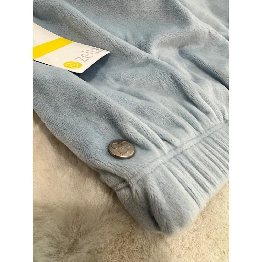 New ZELLA GIRL Kids' Size XL (14/16) Cozy Active Luxe velour Top Blue Cashmere